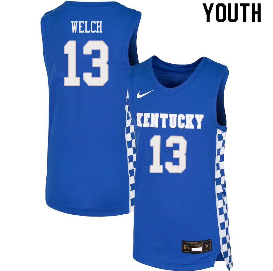 Youth #13 Riley Welch Kentucky Wildcats College Basketball Jerseys Sale-Blue